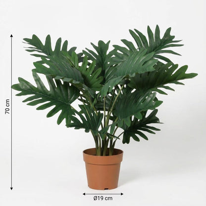 Philodendron Selloum Kunstpflanze 70cm – Große Blätter Deko Pflanze – Pflegefreie Zimmerpflanze für Wohnzimmer Büro & Regal